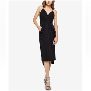 BCBG Generation Surplice Black MIDI Dress